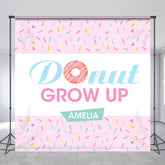 Lofaris Donut Grow Up Pink Personalized Birthday Backdrop